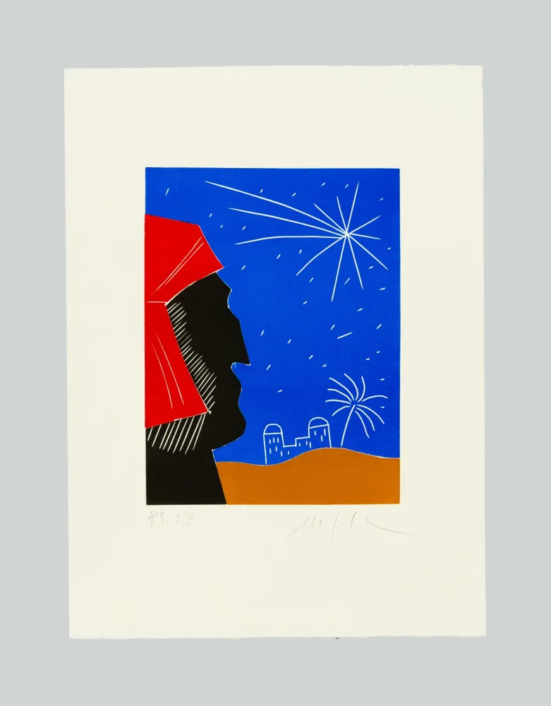 Linolschnitt Paladino - La Divina Cometa