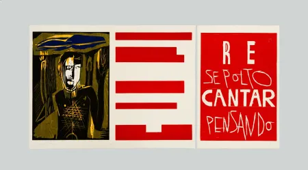 Holzschnitt Paladino - Re sepolto cantar pensando