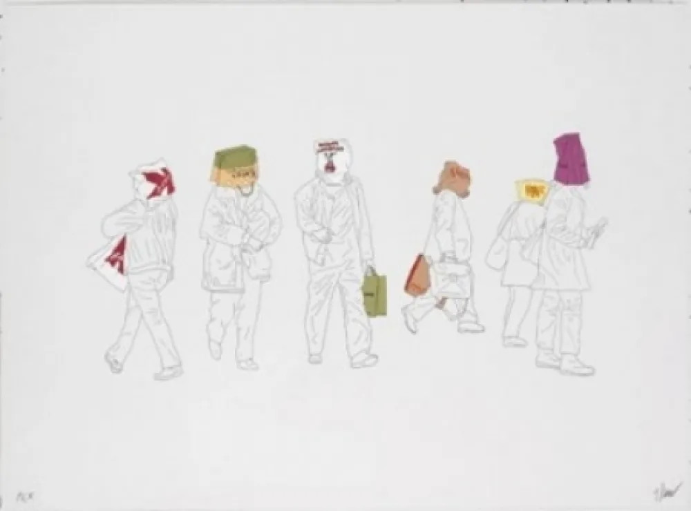 Lithographie Partegas - Shopping Heads