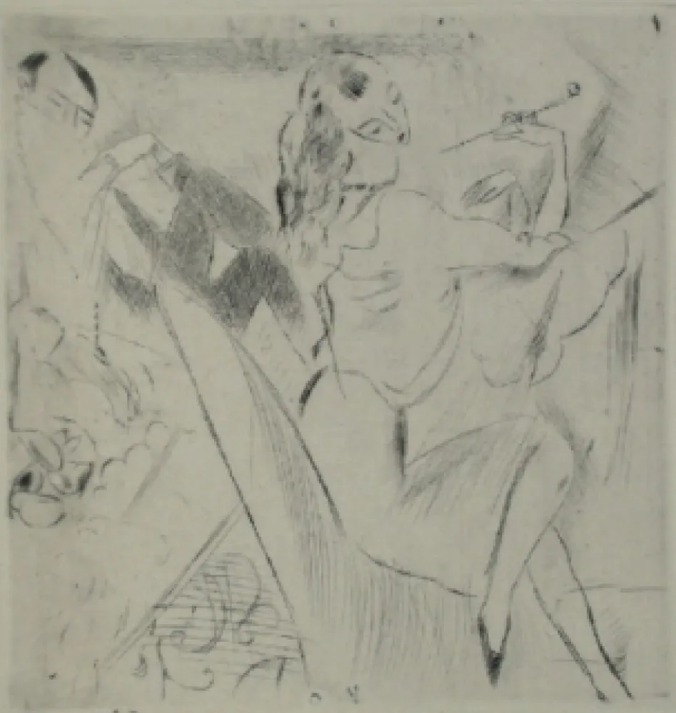 Kaltnadelradierung Pascin - Femme à la pipe