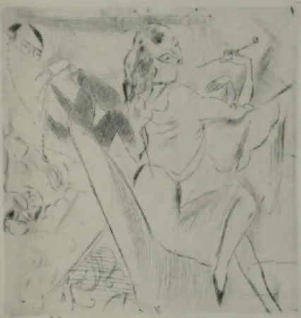 Kaltnadelradierung Pascin - Femme à la pipe