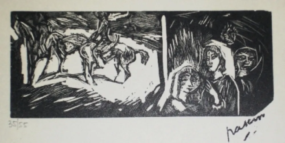 Holzschnitt Pascin - Filles et cavaliers