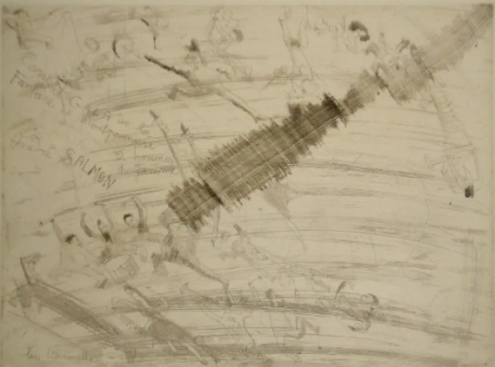 Kaltnadelradierung Pascin - La fanfare de Montparnasse