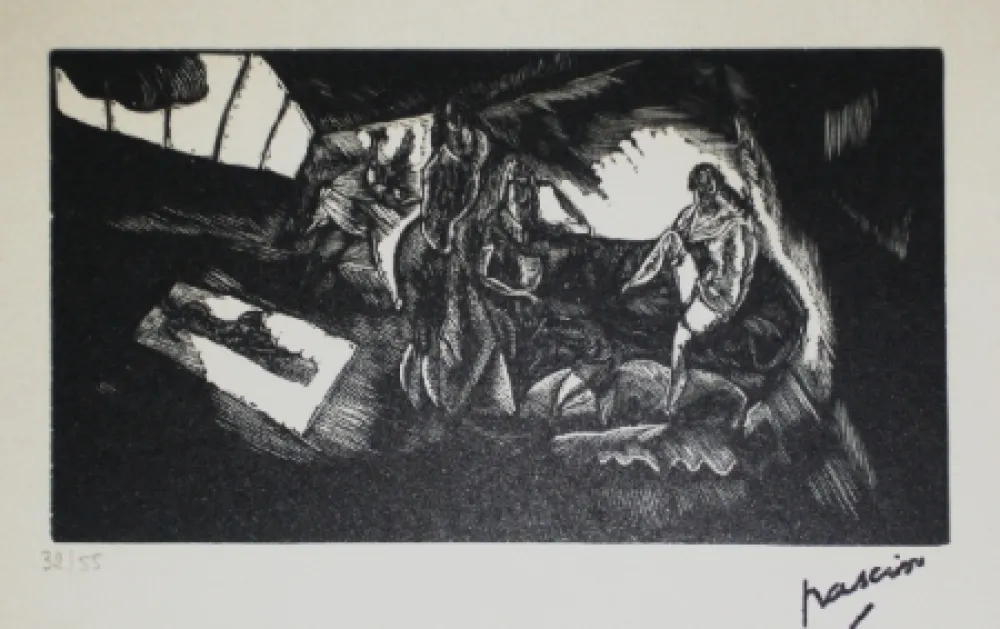 Holzschnitt Pascin - L'atelier