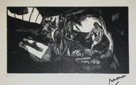 Holzschnitt Pascin - L'atelier