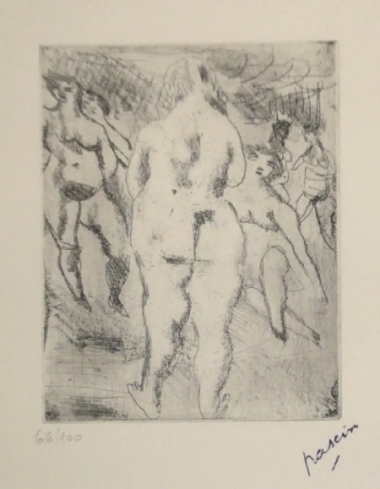 Kaltnadelradierung Pascin - Six Femmes nues