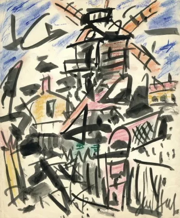 Keine Technische Paul  - Dessin Original / Original Drawing - LE MOULIN DE LA GALETTE - Paris / Montmartre