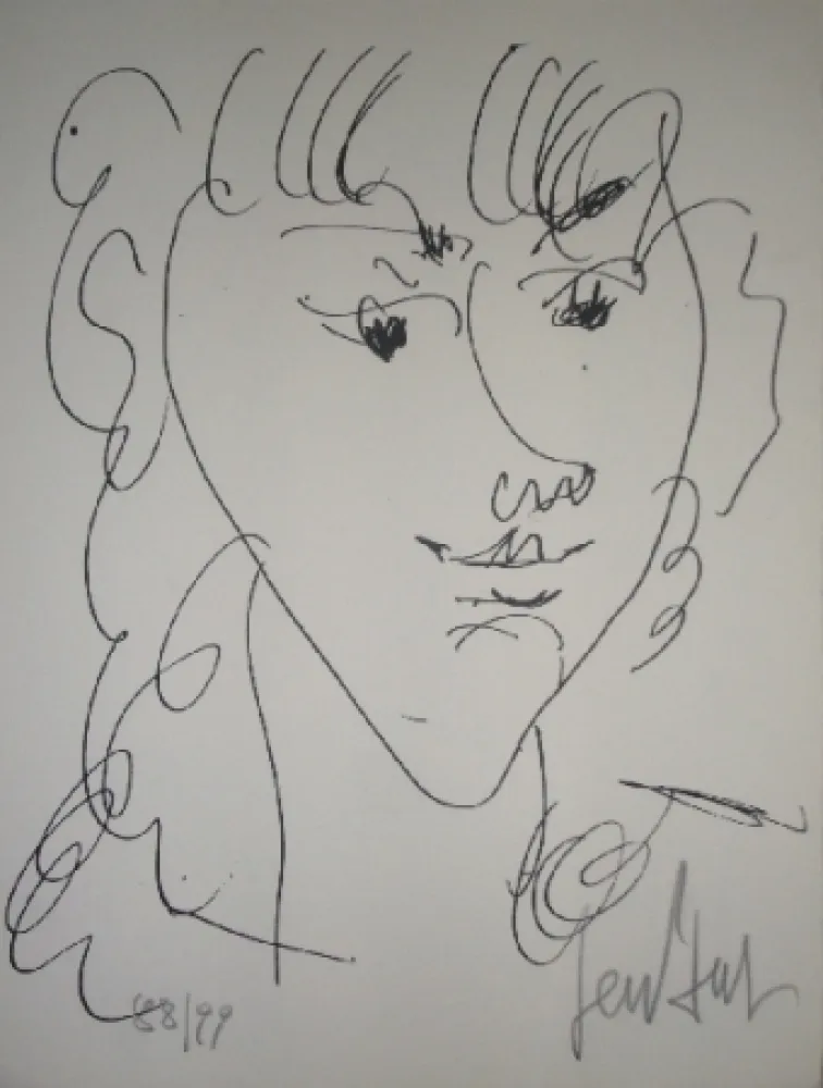 Lithographie Paul  - Le modèle, portrait de Lola