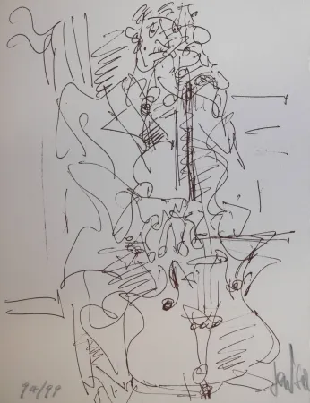 Lithographie Paul  - LE VILONCELLISTE / THE VIOLONCELLIST - Lithographie Originale / Original Lithography