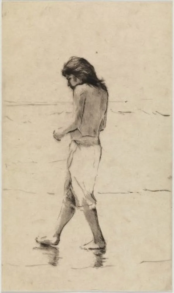 Kaltnadelradierung Paul P - Noia a la platja