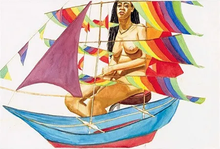 Siebdruck Pearlstein - MODEL WITH CHINESE KITE