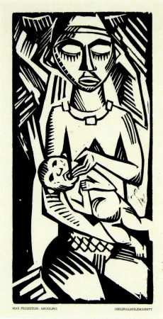 Holzschnitt Pechstein - Säugling (Infant)