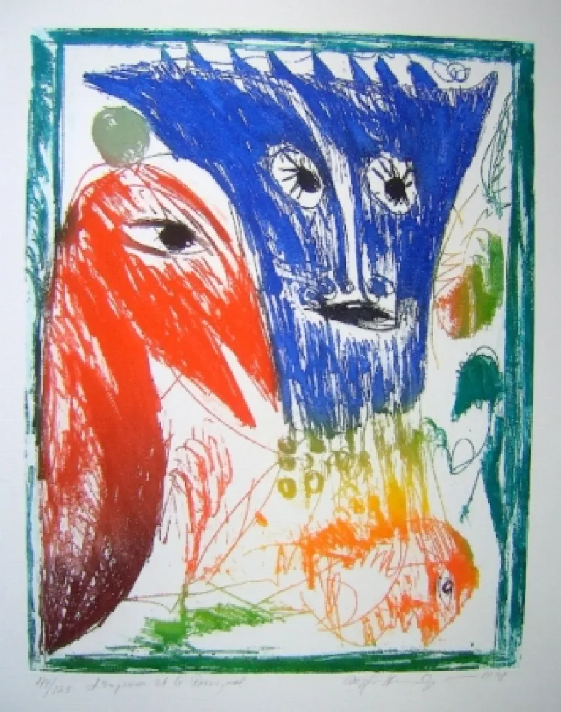 Aquatinta Pedersen - L'Empereur et  le Rossignol