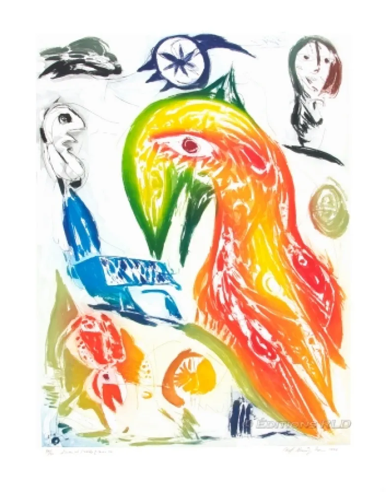 Radierung Und Aquatinta Pedersen - L'Oiseau et l'étoile filante