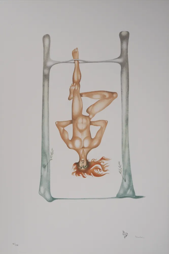 Lithographie Pérahim - L'Alphabet Hébreu : le pendu