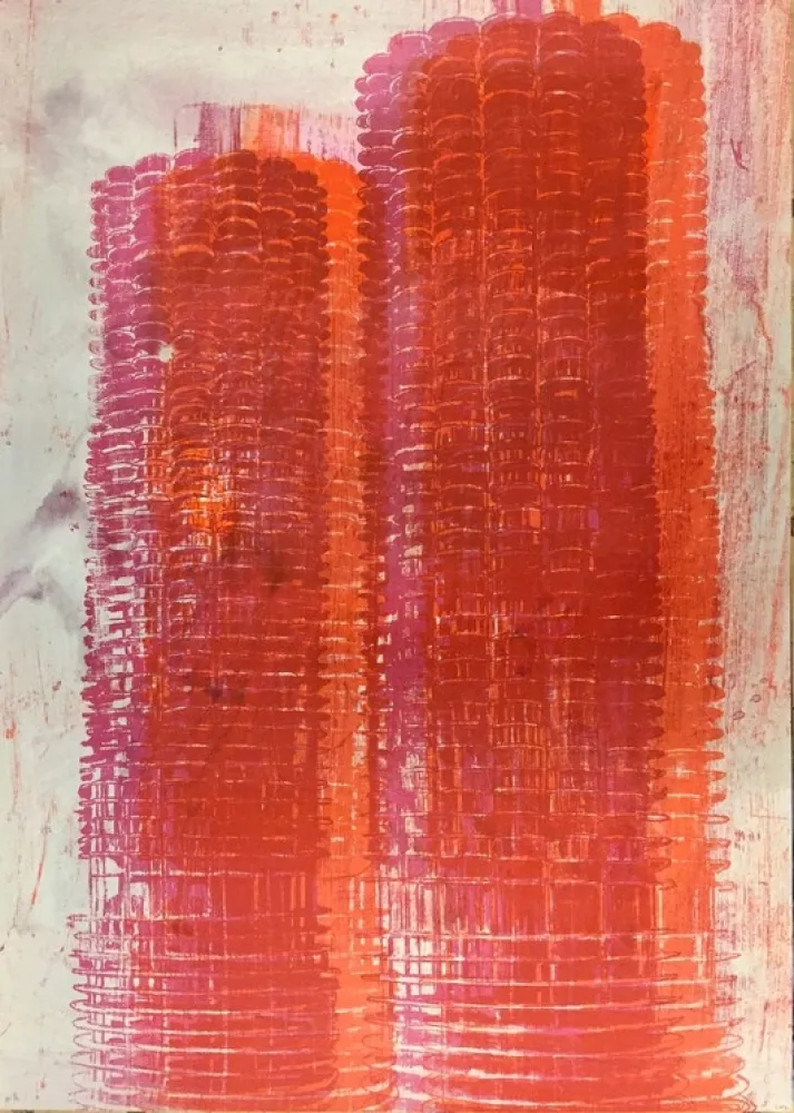 Lithographie Perez  - Marina Towers, Chicagoch