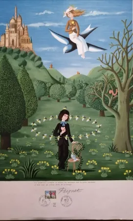 Lithographie Peynet - La Saint Valentin - Les Primevères