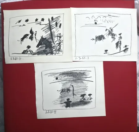 Lithographie Picasso - A Los Toros Avec Picasso- 3 plates