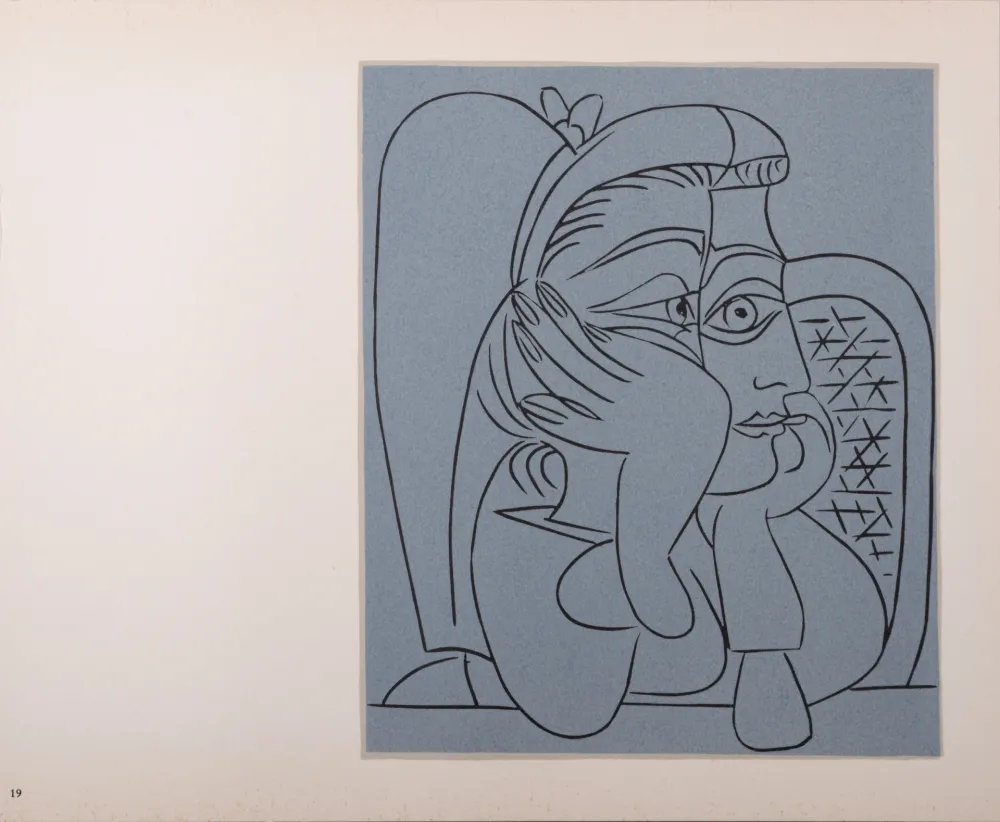 Linolschnitt Picasso (After) - Femme accoudée, 1962
