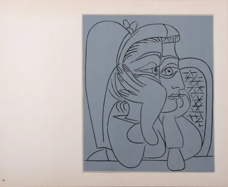 Linolschnitt Picasso (After) - Femme accoudée, 1962