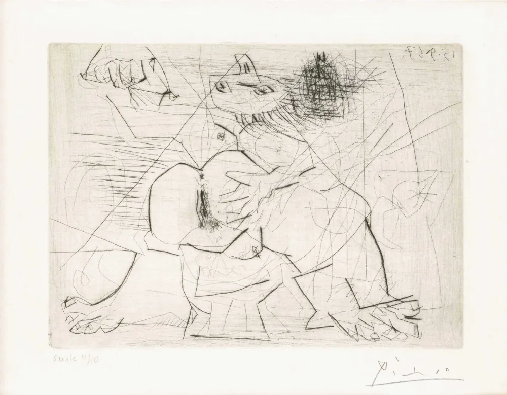 Stich Picasso - Aux quatre coins de la pièce, from Hommage à Roger Lacourière