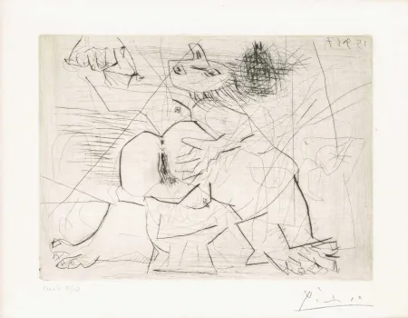 Stich Picasso - Aux quatre coins de la pièce, from Hommage à Roger Lacourière