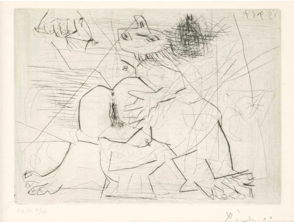 Stich Picasso - Aux quatre coins de la pièce, from Hommage à Roger Lacourière