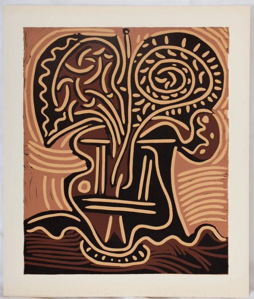 Linolschnitt Picasso - Bouquet de fleurs