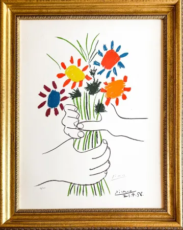 Lithographie Picasso - Bouquet de Fleurs