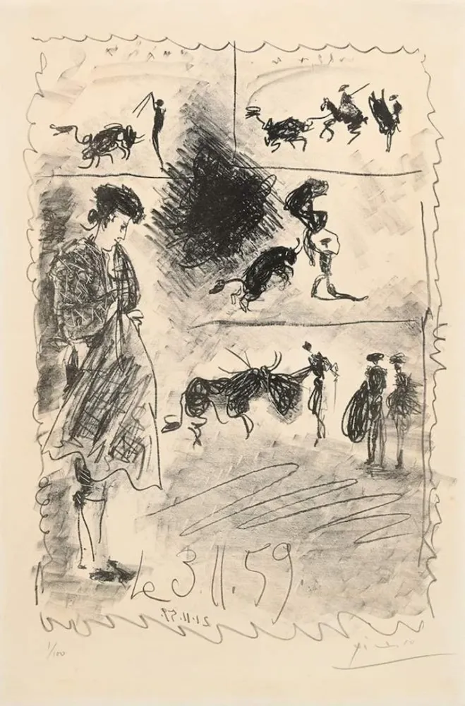 Lithographie Picasso - Bullfighting scene