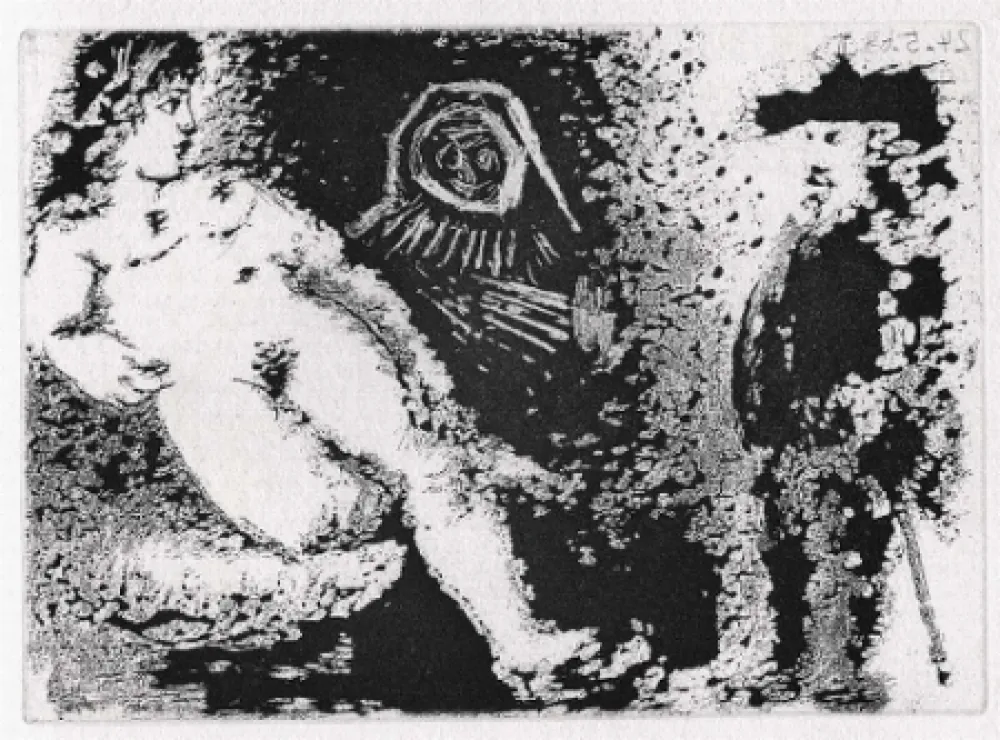 Aquatinta Picasso - Célestine, Fille et vieux client