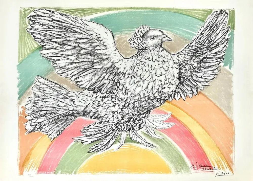 Lithographie Picasso - Colombe volant