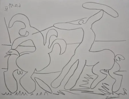 Lithographie Picasso - Combat de centaures IV