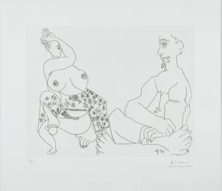 Radierung Picasso - Danse du Ventre devant Homme impassible