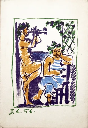 Lithographie Picasso - FAUNE ET MARIN. Méditerranée. Lithographie Originale et catalogue (1956)