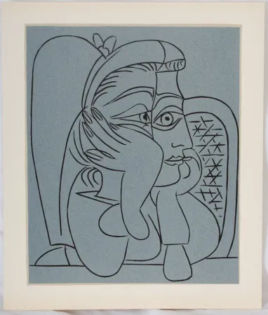 Linolschnitt Picasso - Femme accoudée