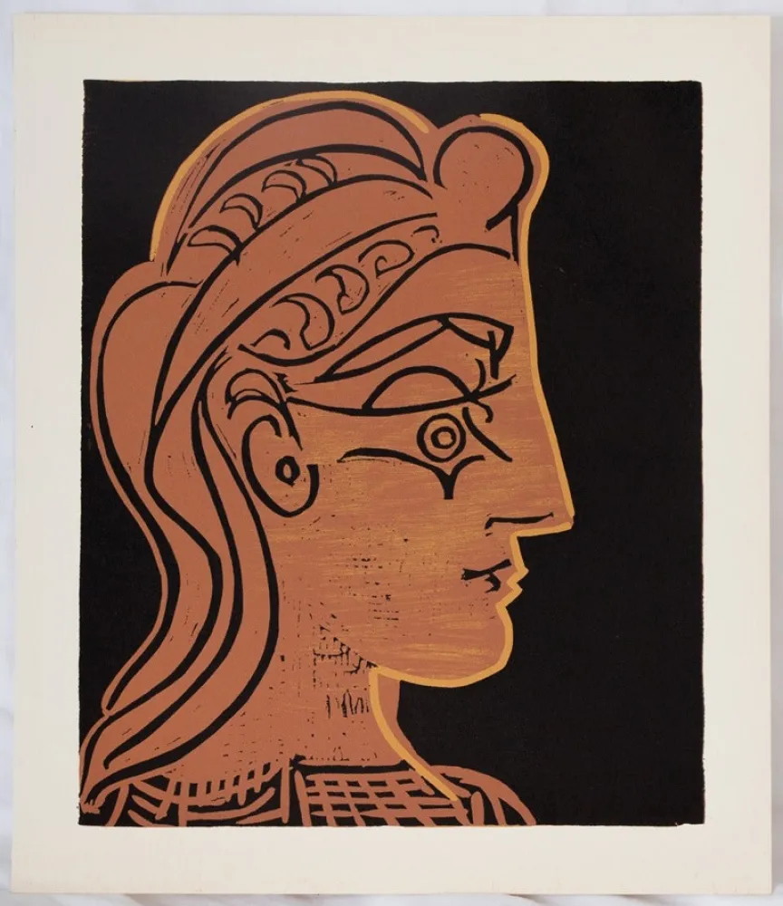 Linolschnitt Picasso - Femme de profil