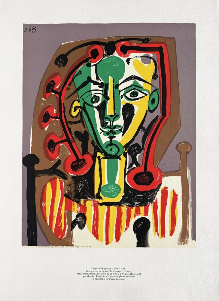Lithographie Picasso - Figure au Corsage rayé (Figure with Striped Bodice)