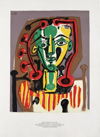 Lithographie Picasso - Figure au Corsage rayé (Figure with Striped Bodice)
