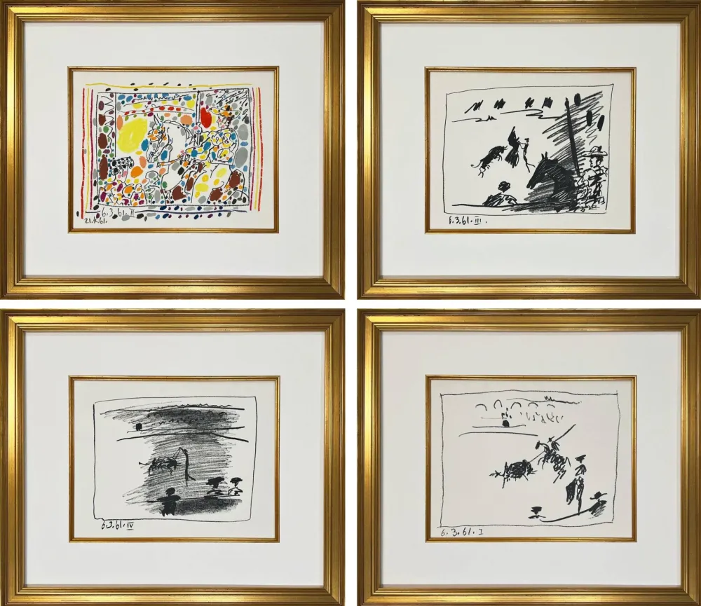 Lithographie Picasso - Four original lithographs - A Los Toros series