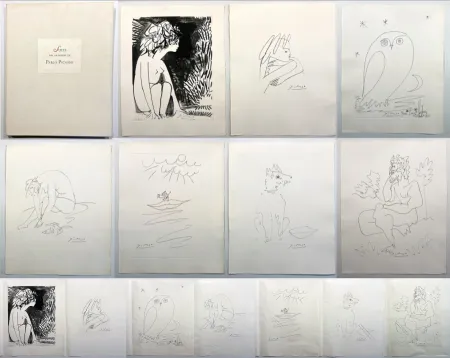 Radierung Picasso - Geneviève Laporte. LES CAVALIERS D'OMBRE. Double suite des gravures de Picasso (1954)