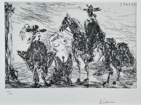 Radierung Picasso - Gentilhomme, femme honteuse et reître 