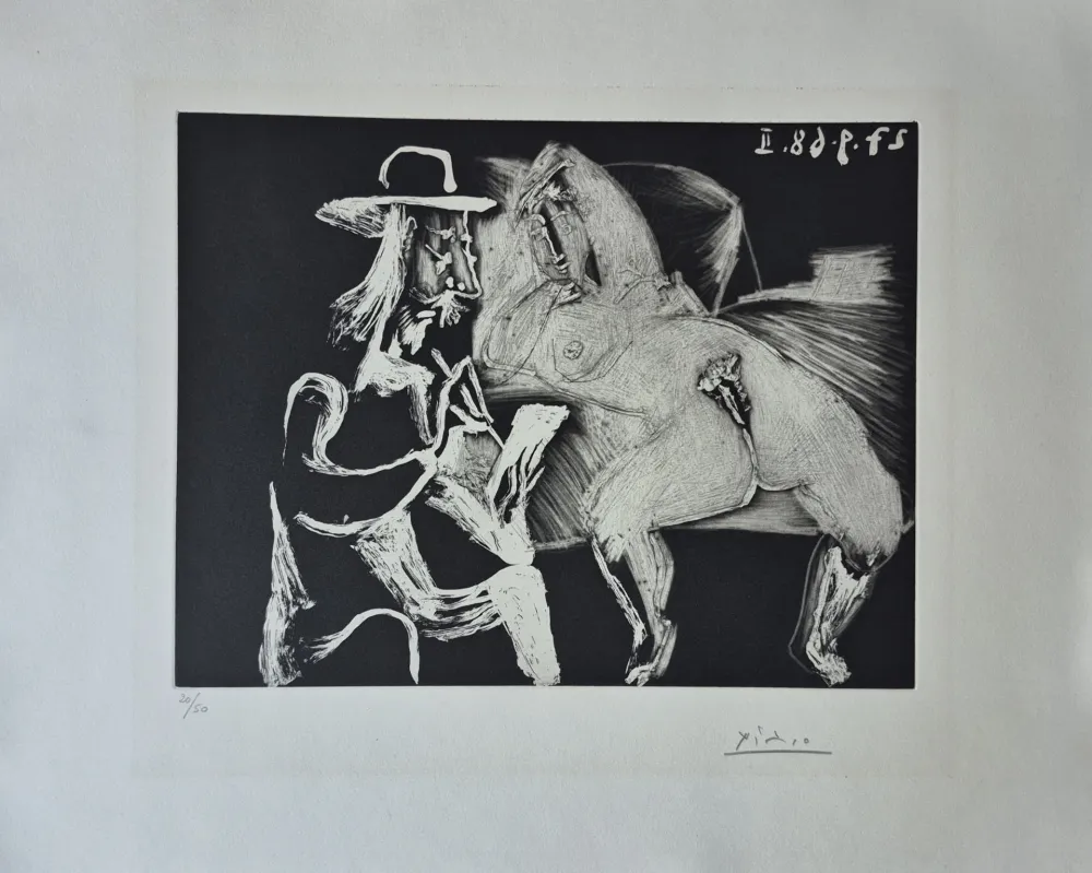 Stich Picasso - Homme au Chapeau dessinant à Côté d'une Femme offerte, from Séries 347