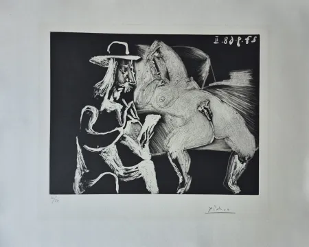 Stich Picasso - Homme au Chapeau dessinant à Côté d'une Femme offerte, from Séries 347