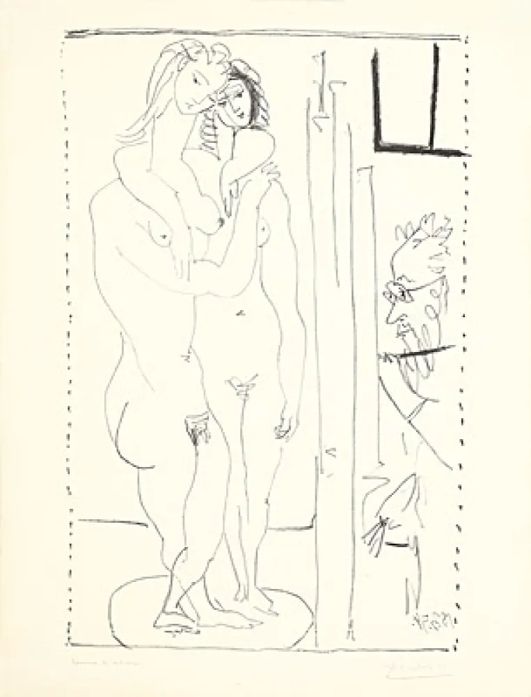 Lithographie Picasso - Les deux modèles nus