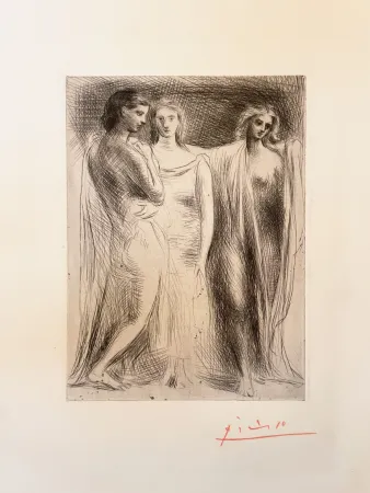 Kaltnadelradierung Picasso - Les Trois Femmes (The Three Women)