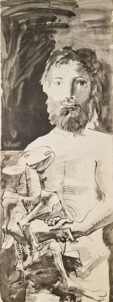 Pochoir Picasso - L'homme au mouton