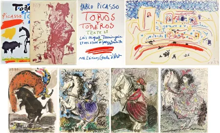 Illustriertes Buch Picasso - Luis Miguel Dominguin. TOROS Y TOREROS. Avec lithographies en couleurs par F. Mourlot d'après Picasso (1961-1962)