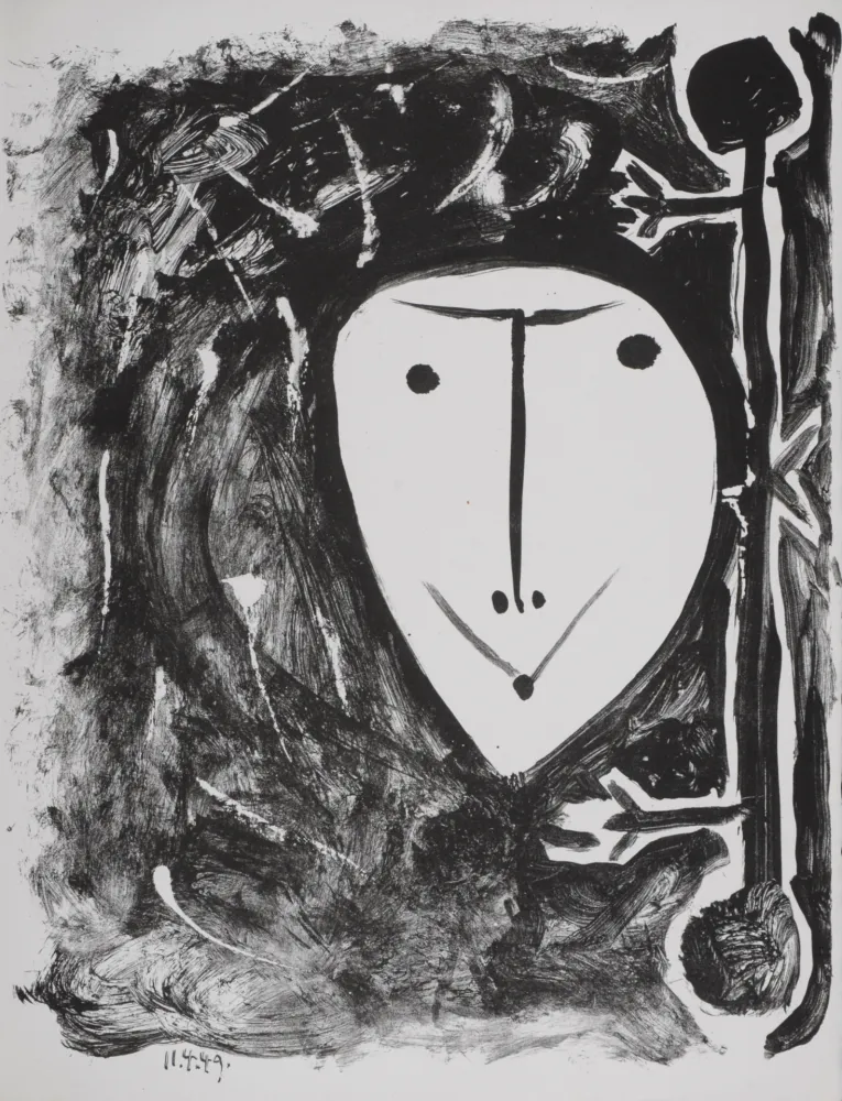 Lithographie Picasso - Masque de Cendre #4, 1949