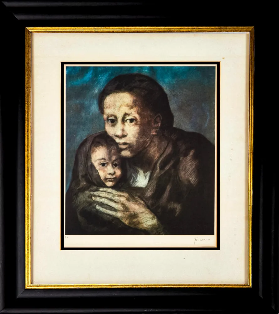 Lithographie Picasso - Mère et enfant au fichu